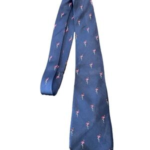 Ralph Lauren Blue Tie with Pink Flamingo Design